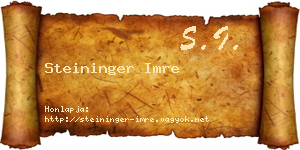 Steininger Imre névjegykártya